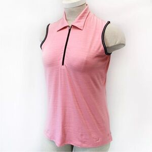 T by TALBOTS Polo Pink Sleeveless Tank Tee Top Womens Large Golf Sporty